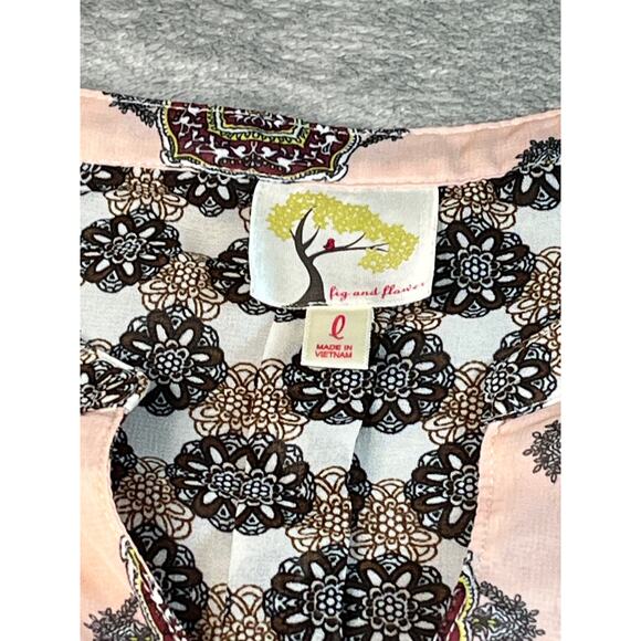 Fig & Flower Blouse-Size L-Multi-Floral Pattern-Boho-Gypsy - Picture 5 of 8